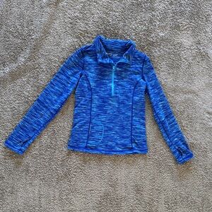 Zella Girl Blue Space-Dye Quarter-Zip Pullover